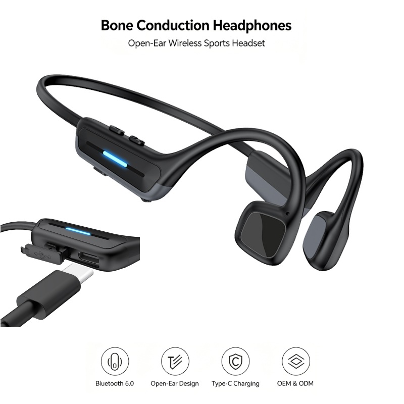 Bone Conduction Running Headphones - Słuchawki bezprzewodowe Bluetooth 6.0 z technologią