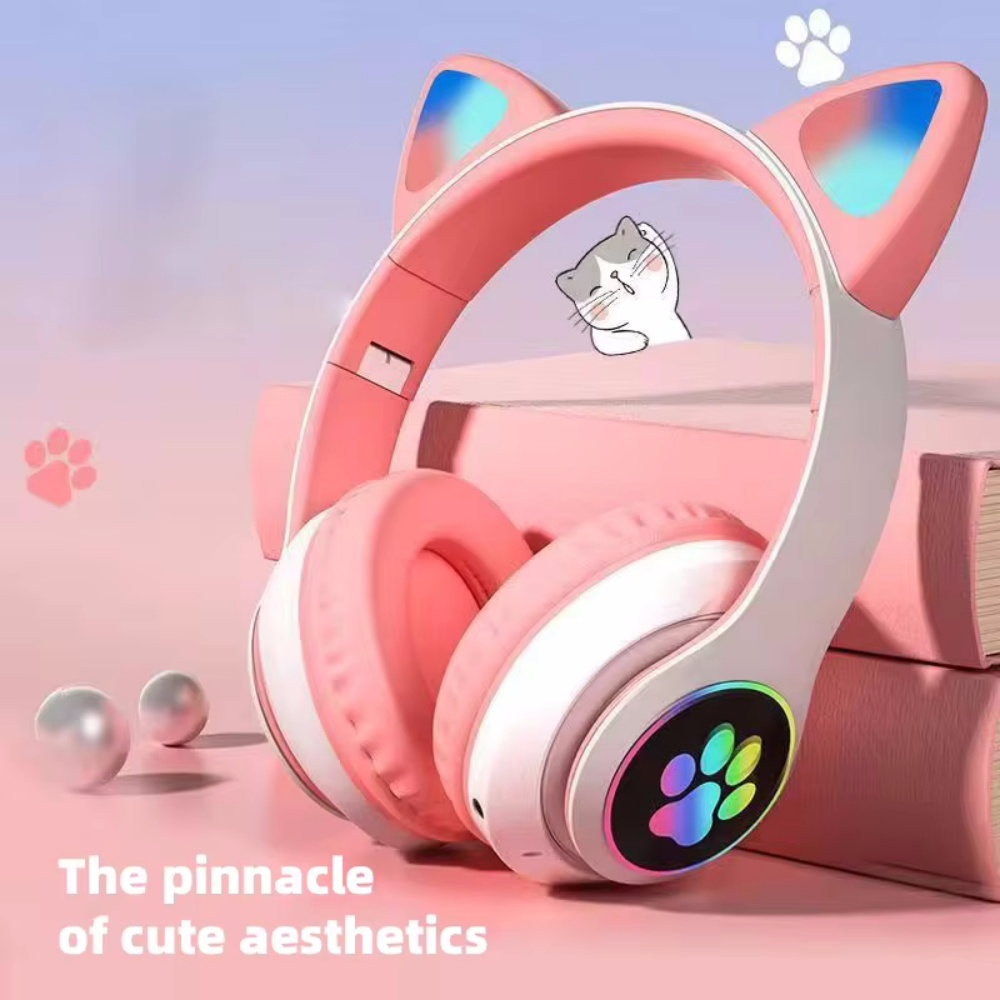 Cat Ear Bluetooth Headset Led - Składane bezprzewodowe słuchawki Bluetooth nauszne stereo