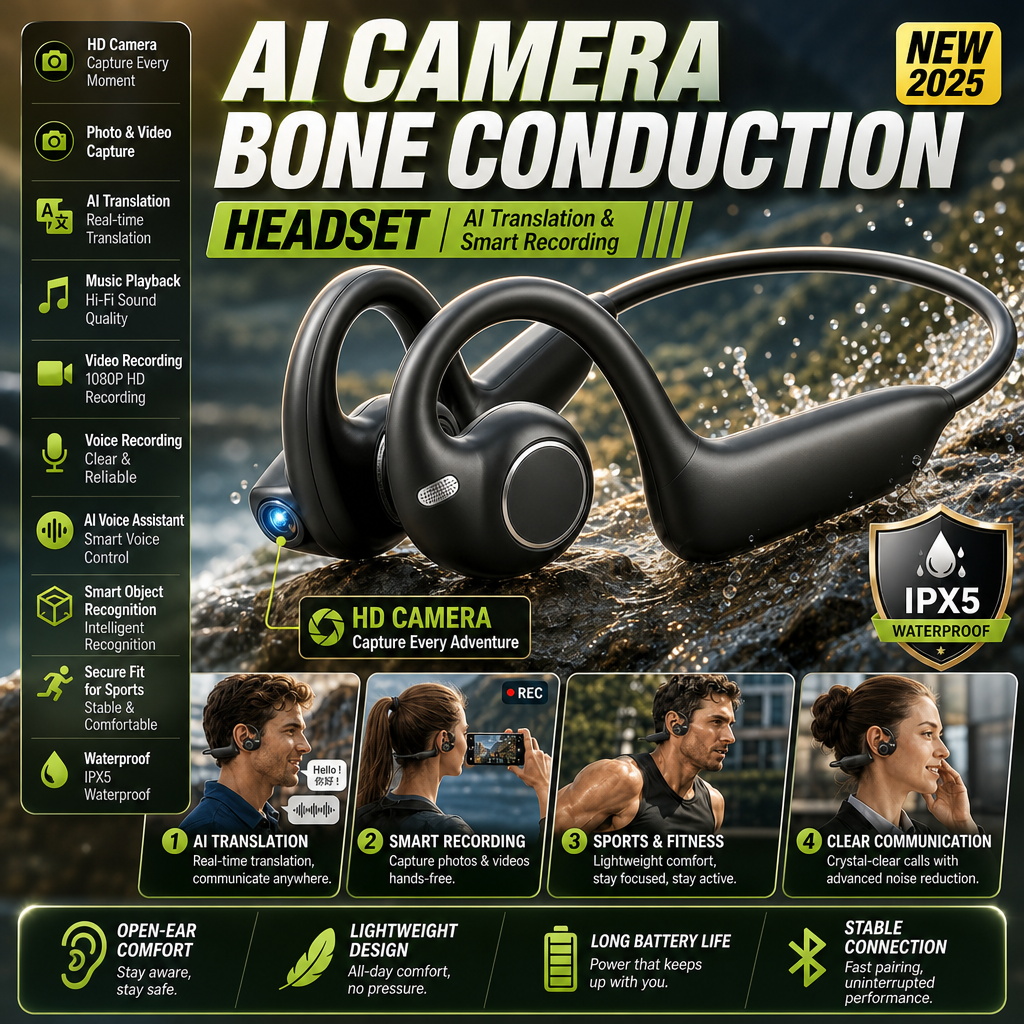 Bone Conduction Running Headphones - Słuchawki E12 z przewodnictwem kostnym, bezprzewodowe,